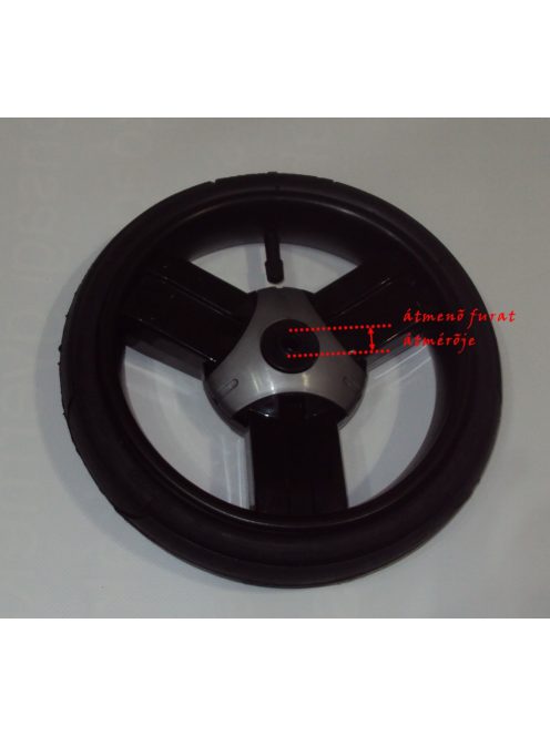 Adbor Tytan Pumpálható (tömlős) króm 10" Babakocsi kerék első kicsi