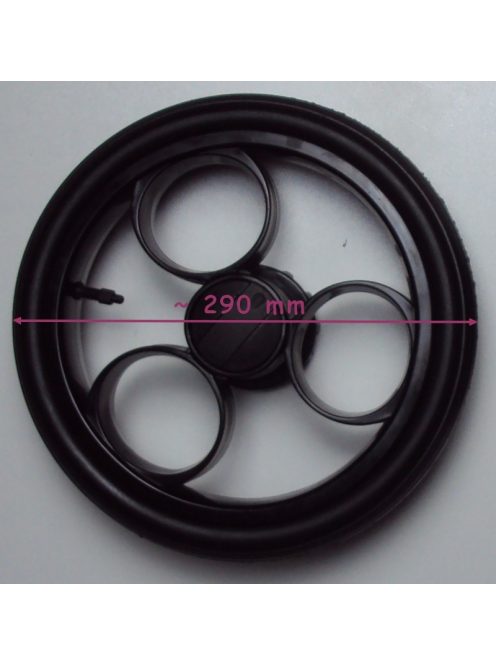 Tömör Futuro fekete Gondozásmentes puha Babakocsi Kerék nagy hátsó 